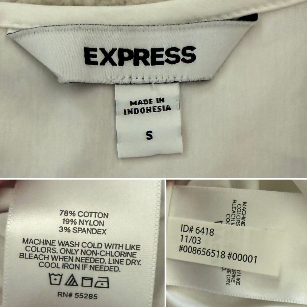 Y2K Express Womens Sz Small White Ruffle 3/4 Sleeve Blouse Feminine Cottage Core - Picture 4 of 10